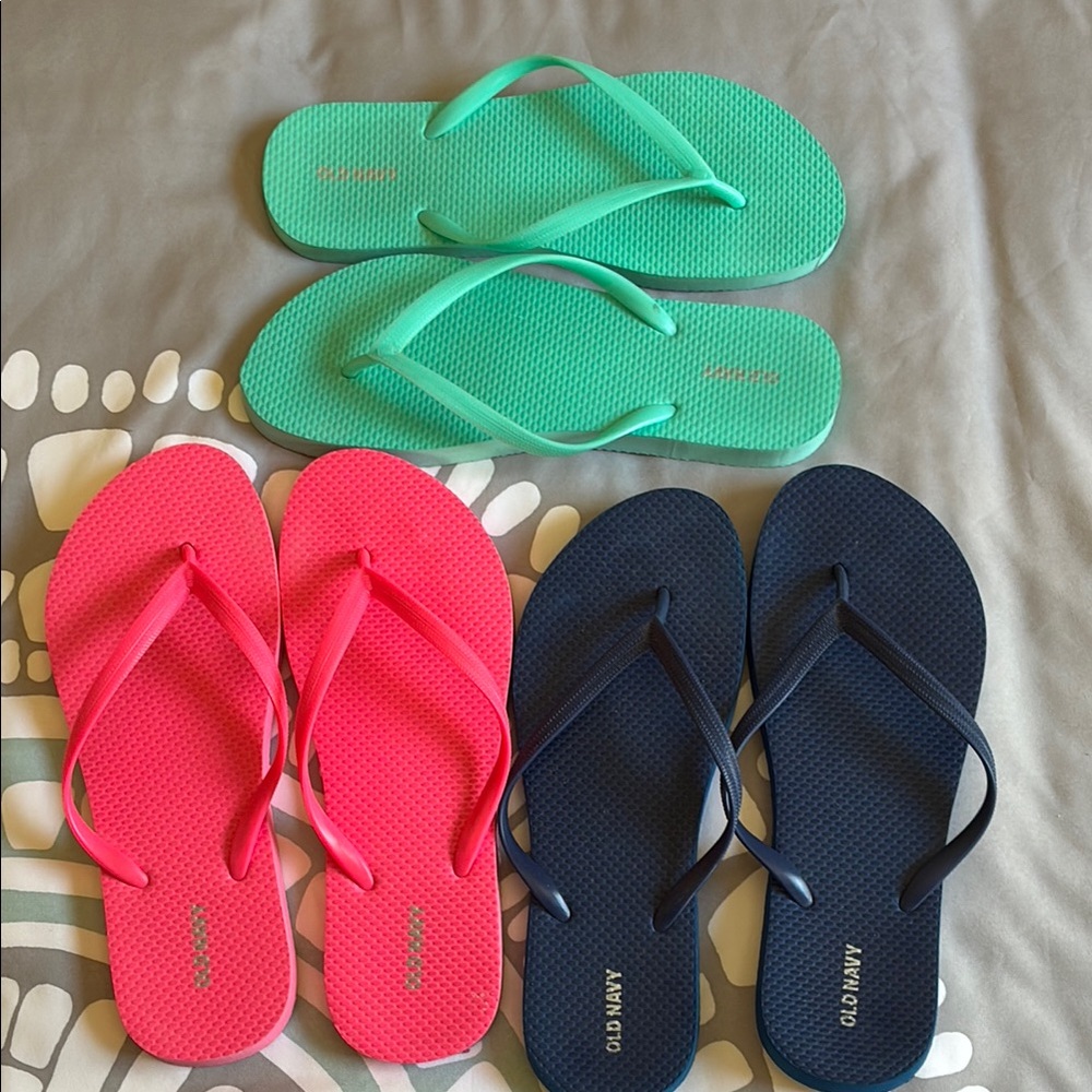 Colorful Flip Flop Set - Green, Pink, and Navy